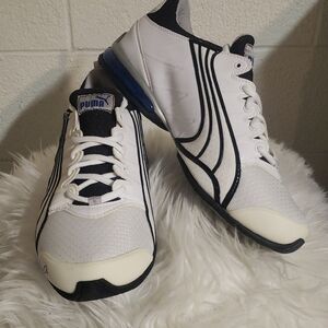 Puma White and Navy Athletic Sneakers